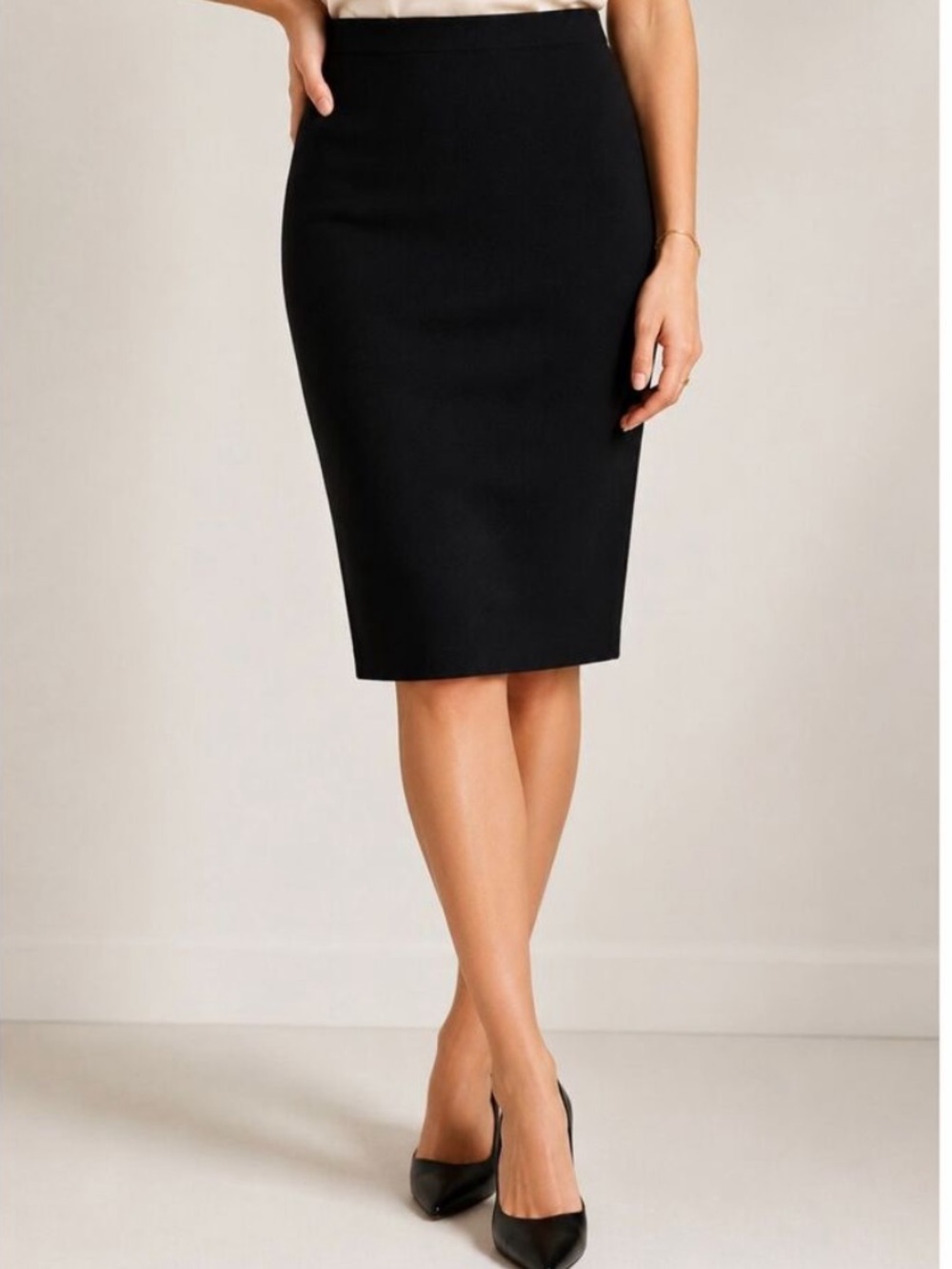 Eileen Fisher Black Stretch Pencil Skirt Size Medium Petite